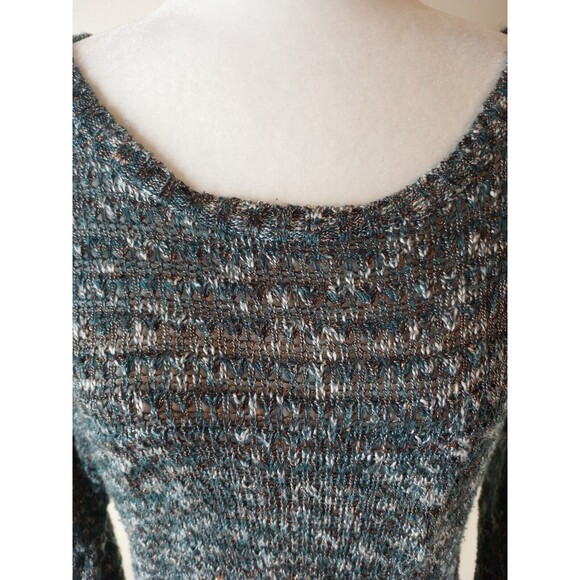 Maurices Womens Sweater Lg Green and Copper Metallic Open Knit Fabric 3/4 Sleeve - Picture 3 of 15